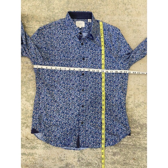 Con.struct Mens Dress Shirt Blue Size Medium 4-Way Stretch Floral - Performance - Picture 4 of 7